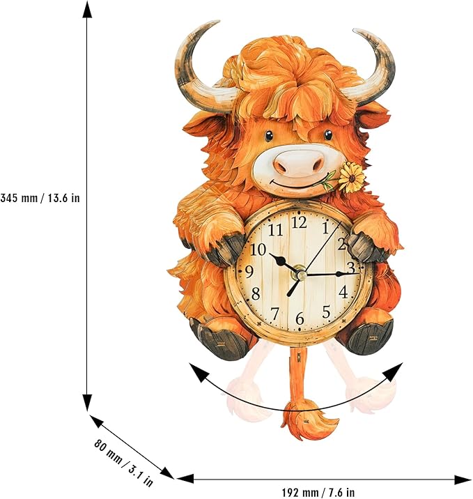 3D Puzzles for Adults Clock-Plateau Cattle Design Model Kit-Mechanical DIY Pendulum Clock with Arabian Numerals-Desk Home Office Decor Personalized Gift for DIY Lovers