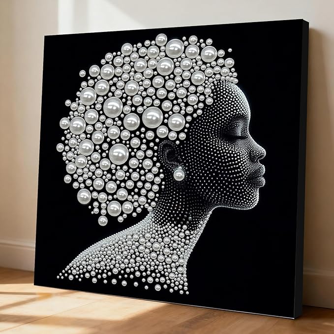 DIY Pearl Painting Kit with Wooden Frame, 3D Plastic Pearl Gemstone Ocean Art Craft for Adults Beginners, Diamond Art Kits for Adults, Home Wall Decor Ready Gift for Women(Woman Closed Eyes)(30*30cm)