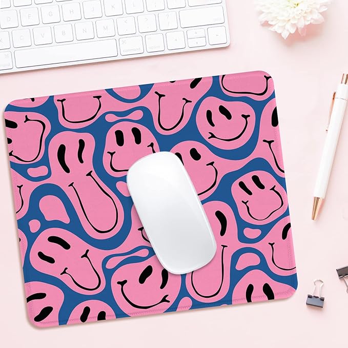 Seorsok Square Mouse Pad Cute Retro Smiley Hippie,Office Home Personalized Premium-Textured Mouse Mat Design,Waterproof Mousepad,Non-Slip Rubber Base Computer Mouse Pads for Wireless Mouse