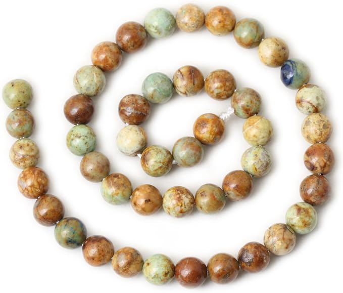45PCS 8mm Natural Peacock Turquoise Gemstone Round Loose Beads for DIY Bracelet Necklace Earrings Jewelry Making 1 String 15 Inches