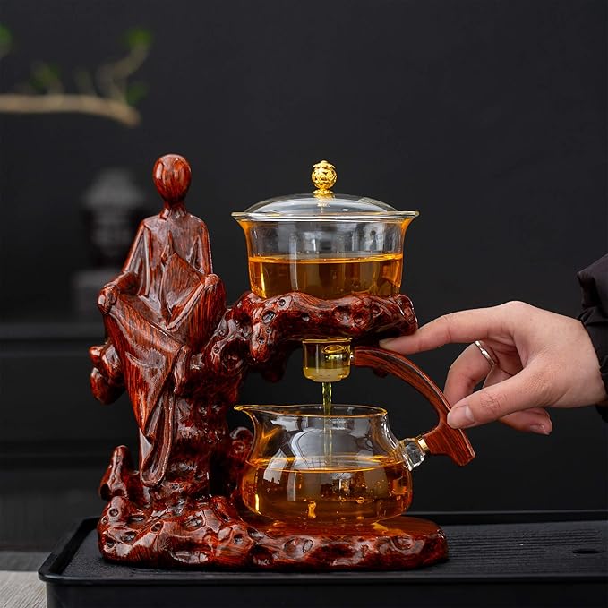 Kungfu Tea Sets Semi Automatic Glass Teapot Set (Meditation-red)