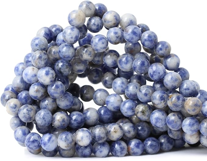 45PCS 8mm Natural Blue White Sodalite Gemstone Round Loose Beads for Jewelry Making 1 Strand 15"