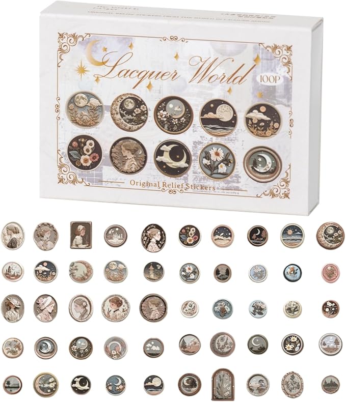 100 PCS Aesthetic Relief Fire Lacquer Stamp Sticker, Vintage Original Decorative Envelope Seal Stickers for Junk Journaling, Scrapbooking, Crafting, DIY Projects, Diaries, and Art Supplies