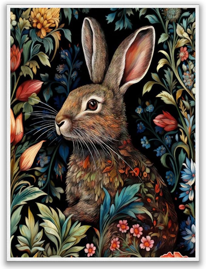 William Morris Poster Bunny Rabbit Art William Morris Prints Exhibition Print Posters Vintage Wall Art Textiles Wall Art for Living Room Bedroom 12x16in Unframed poster