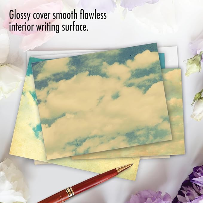 The Best Card Company - Box of 10 All Occasion Cards Blank (4 x 5.12 Inch) - Scenic Landscape Cards Assorted - Cloud 9 M2036