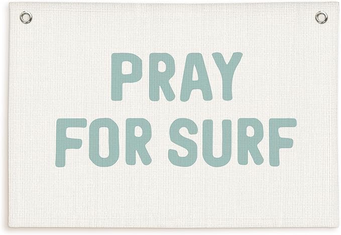 Lacama Surf Decor, Coastal Beach Room Decor Aesthetic, Surf Blue Linen Banner Wall Hanging Canvas Banner Flag Decor for Coastal Surfer Room Bedroom Beach Decorations 30x20 In