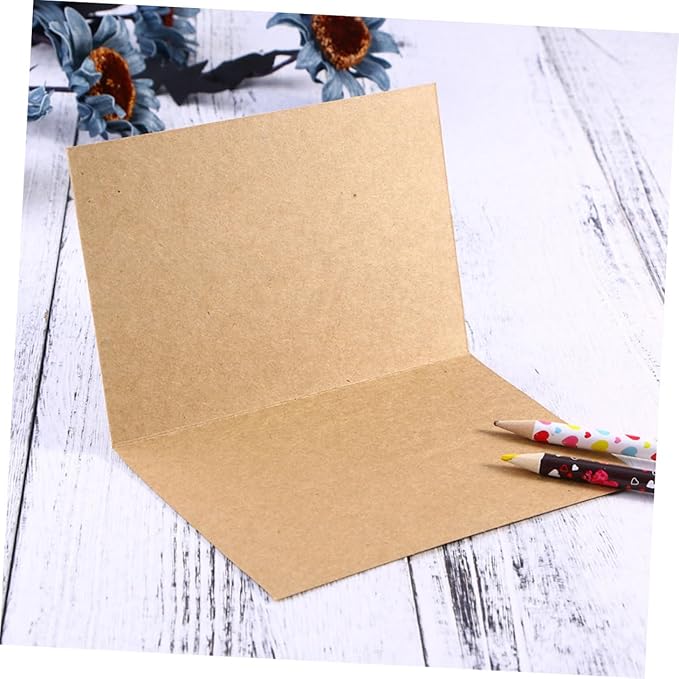 VILLCASE 20Pcs Thanksgiving Kraft Paper Greeting Cards with Envelopes Folded Blank Blessing Notes for Expressing Gratitude and Wishes Rustic Vintage Style Thank You Cards for Holiday and