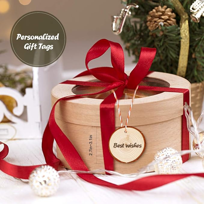 5ARTH Natural Wood Slices - 30 Pcs 2.7-3.1 inches Craft Unfinished Wood kit Predrilled with Hole Wooden Circles for Arts Wood Slices Christmas Ornaments DIY Crafts
