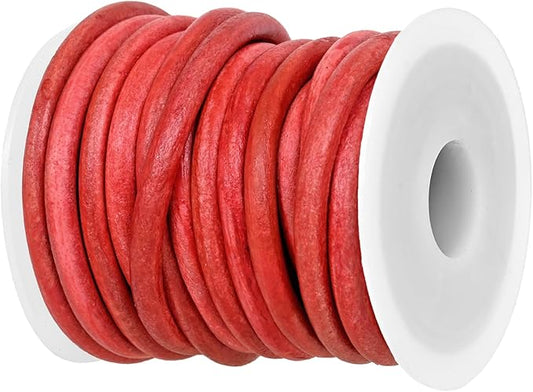 GENIQUE Real/Genuine Round Leather String Cord for Necklace, Bracelets, Jewellery, Braiding (Cyclaman Distressed, 5mm)