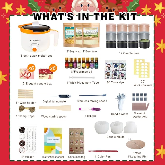 Ksedcon Complete 3lb Scented Candle Making Kit for Adults Includes 2lb Soy Wax, 1lb Beeswax, Jars, Wax Melt Kit with Molds- Perfect DIY Gift!