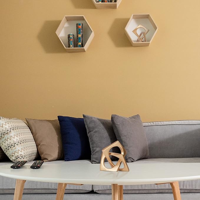Modern Geometric Cube Decorations - Gold Knot Statues for Home, Bookcase, Tabletop, Console, Entryway & Dining Table Centerpieces