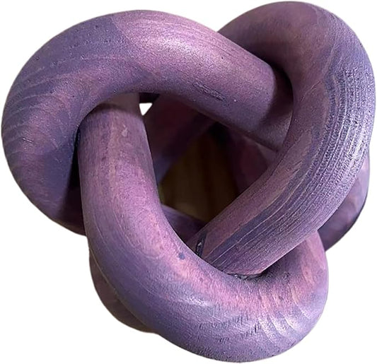 GUDAGUU Wood Knot Decor -Coffee Table Decor Shelf Decor Table Books Hand Carved Home Decoration Boho Country Rustic Modern Shabby Chic Style Decor 3 Link Wooden Knot Chain Link Decor (Purple)