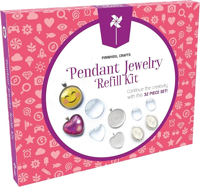 Pinwheel Crafts DIY Pendant Jewelry Kit for Girls & Teens – Necklace Making Craft Set for Ages 8–12 – Create Personalized Necklaces & Fun Gifts