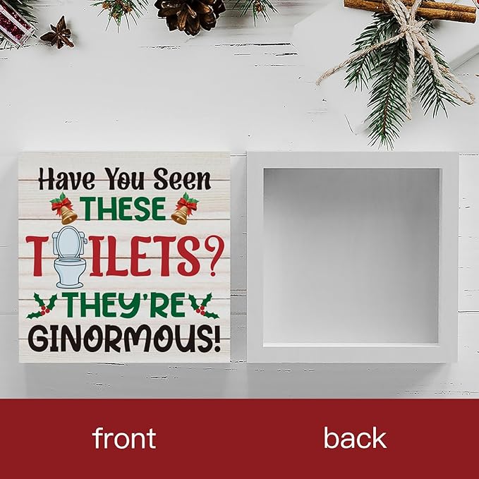 WRSUNT Funny Buddy The Elf Bathroom Decorations Christmas Bathroom Decor for Home Office Table Desk, Have You Seen These Toilets They're Ginormous Sign 5 x 5 Inches
