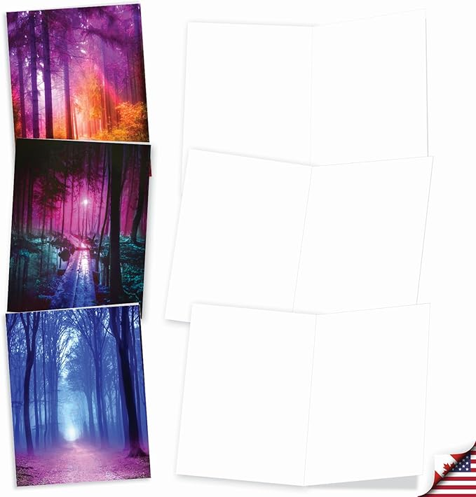 The Best Card Company - 20 Landscape Nature Note Cards Blank (4 x 5.12 Inch) (10 Designs, 2 Each) - Extreme Colors AM3178OCB-B2x10