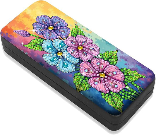 Leatrice Flower Diamond Art Kits for Adults Small Diamond Painting Kit Gem Art Paint by Diamonds Dot Eyeglasses Case 5d Diamond Art DIY for Beginner Women