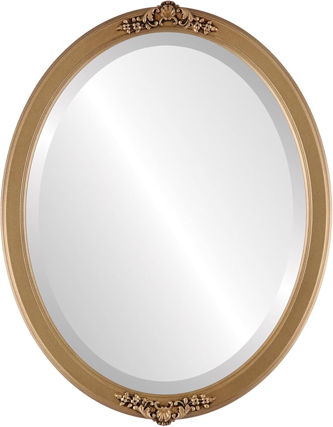 OVALCREST Oval Beveled Wall Mirror for Home Decor - Athena Style - Desert Gold - 18" x 14" Outside Dimensions