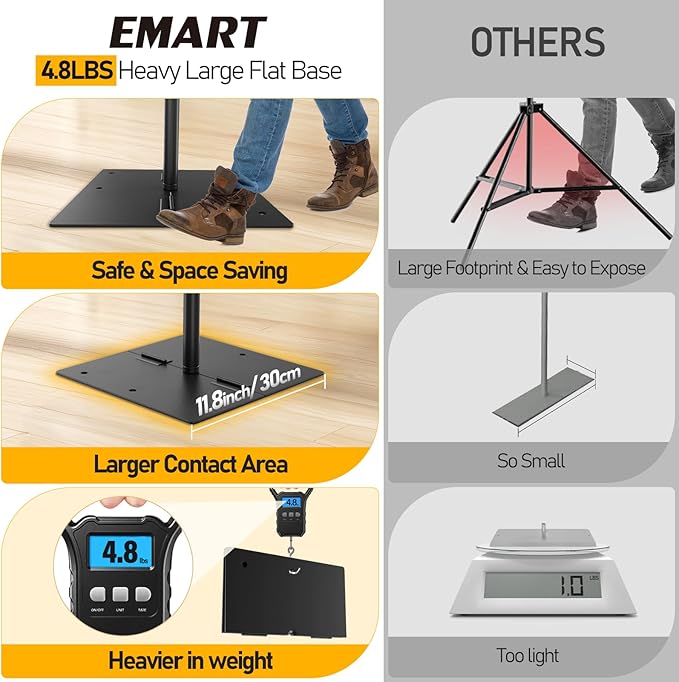 EMART Outdoor Projector Screen with Stand, 120 Inch Portable Projector Stand Indoor with Heavy Duty Flat Base, 16:9 4K HD Rear Front Movie Screen for Backyard, Party, Night (with Water Bag, Carry Bag)