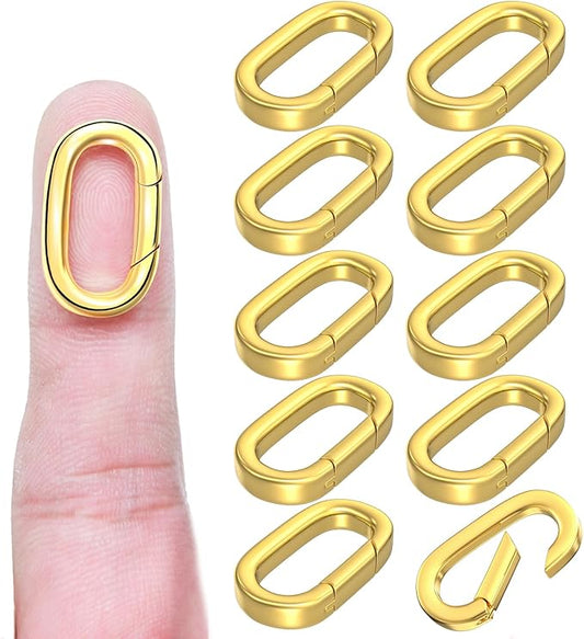 OHINGLT 10Pcs Carabiner Clip Pendant Clasps – 18K Gold Necklace Clasp and Closures, Bracelet Charm Connector for Women