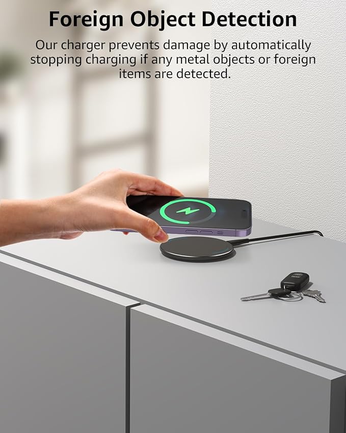 TOZO 2025 W1 New Anti-Slip Wireless Charger 15W Max Fast Wireless Charging Pad Compatible with iPhone 17/16/16 Plus/16 Pro Max /15/14/13/SE Series, Samsung Galaxy S25/S24/S23 Series, Black