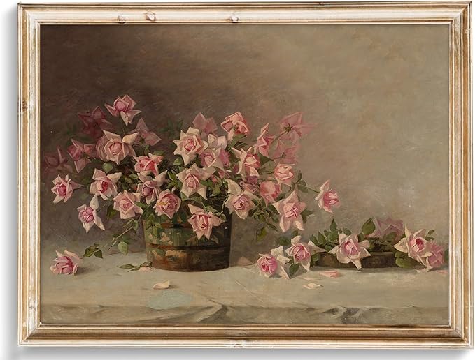 uniro Vintage Floral Wall Art, French Country Wall Decor, Retro Flower Botanical Painting, Farmhouse Wall Art Rustic Antique Canvas Prints Vintage Art Pictures for Bedroom Bathroom Decor( 8" x 10"-UNFRAMED)
