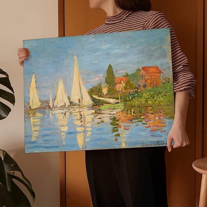 CFIOZYOS 40+ Monet Famous Print Posters Regatta at Argenteuil by Claude Monet Impressionism Canvas Art Poster And Wall Art Picture Print Modern Family Bedroom Decor Posters Frame 24×36inch(60×90cm)