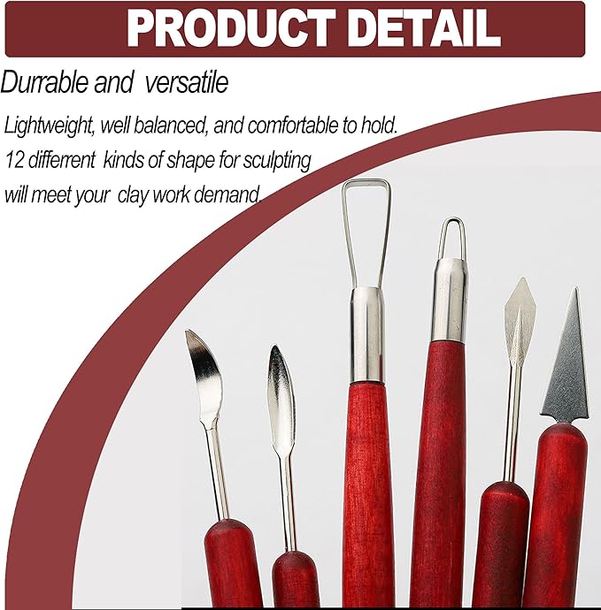 LINPHCEY 6-Piece Clay Sculpting Tools Set Perfect for Polymer Air Dry Modeling Clay Beginners & Professionals Ideal for DIY Pottery & Ceramics Tools for Clay Sculpey Sculpting & Crafting