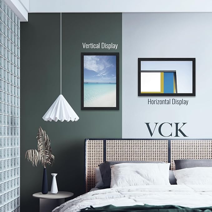 VCK 14x22 Frame for Poster & Picture - Black Oak 3 Pack, Natural Textured Solid Wood Frame, Wall Hanging