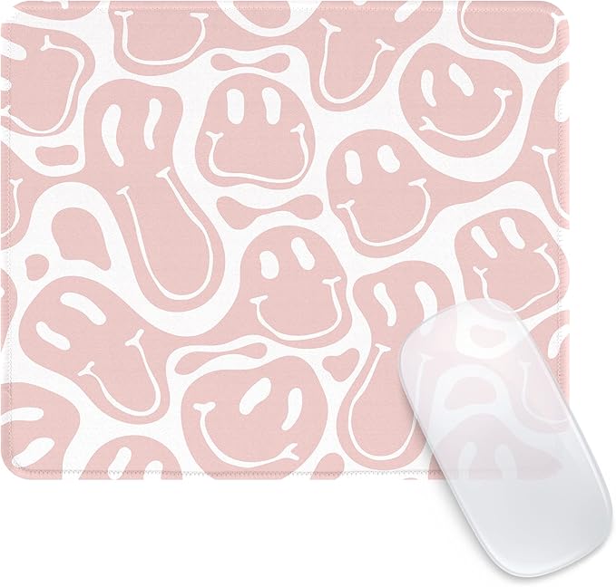 Seorsok Square Mouse Pad Cute Retro Smiley Hippie,Office Home Personalized Premium-Textured Mouse Mat Design,Waterproof Mousepad,Non-Slip Rubber Base Computer Mouse Pads for Wireless Mouse