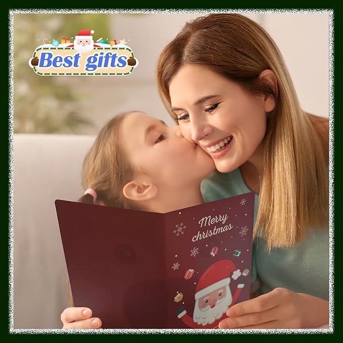 EAJASUCE 6 Set 3D Christmas Greeting Cards, Merry Christmas Cards Handmade Cards with Envelopes Xmas Gift Cards for Family