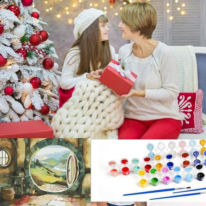 CSZPPQAF Paint by Numbers for Adults Beginner, Dream House Paint by Number Kits on Canvas, DIY Acrylic Oil Painting by Numbers for Home Wall Decor 16X20inch
