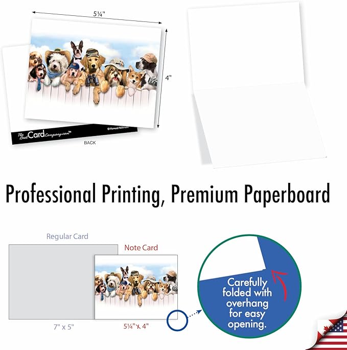 The Best Card Company - 10 Blank Animal Cards Boxed (4 x 5.12 Inch) - Assorted Pets, Zoo, Wildlife Cards for Kids - Off the Leash M6641OCB