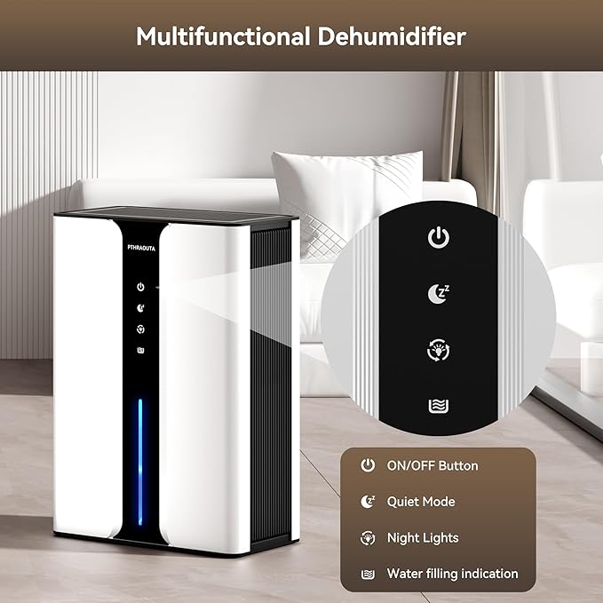 Home Dehumidifier with Drain Hose, (950 sq.ft) 95oz Quiet dehumidifier for Bedroom Bathroom, with Air Reusable Filter Indoor deshumidificador for Basement RV Closet