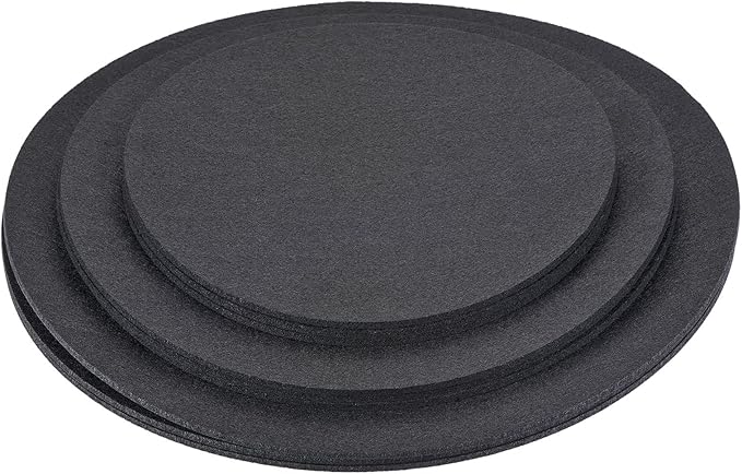 MECCANIXITY Plant Coasters 8 10 12 Inch Reversible Absorbent Waterproof Round Felt Pad Mat, Black 9in1 Set