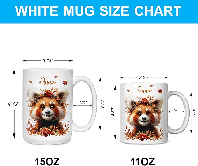 Hyturtle Personalized Cute Red Panda Coffee Mug - Gift For Red Panda Lover - Just A Girl Who Loves Red Pandas - Red Panda Gift For Women - Animal Lover Gift - Custom Coffee Cup Ceramic Mug 11oz 15oz