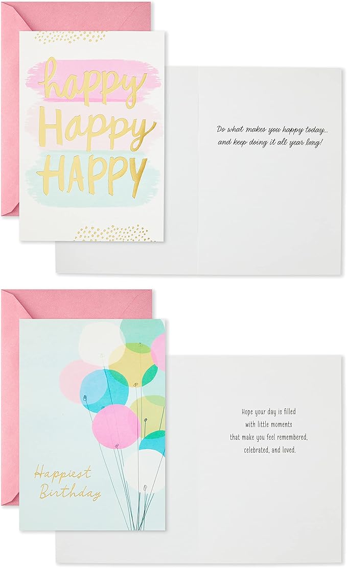 Hallmark Birthday Cards Assortment, 16 Cards with Envelopes (Cake, Candles, Balloons)