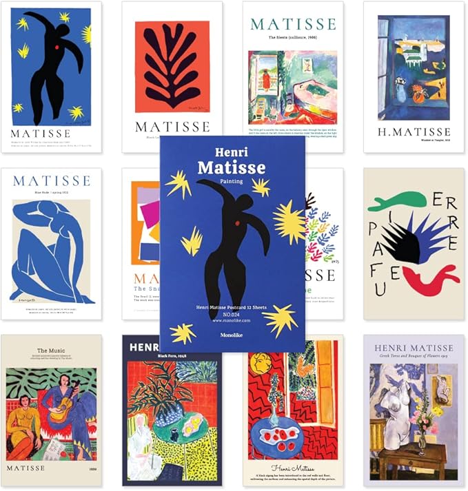 Monolike Henri Matisse Painting Single card - mix 12 pack, It consists of 12 famous paintings by Henri Matisse.
