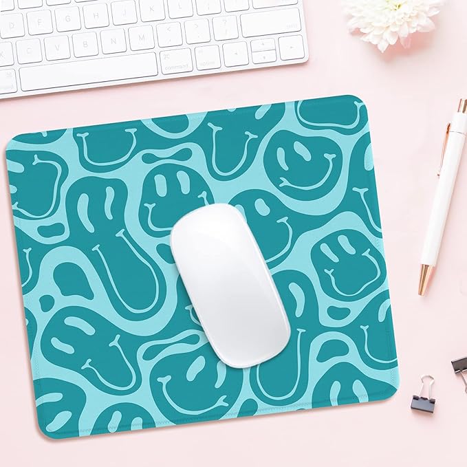 Seorsok Square Mouse Pad Cute Retro Smiley Hippie,Office Home Personalized Premium-Textured Mouse Mat Design,Waterproof Mousepad,Non-Slip Rubber Base Computer Mouse Pads for Wireless Mouse