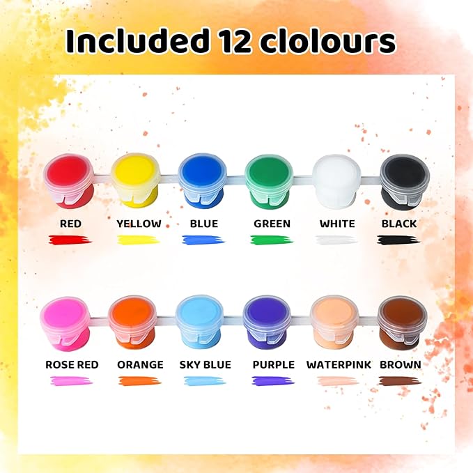 8 Set Mini Acrylic Paint Set, Mini Canvas Painting Kit, Small Canvas with Easel, Acrylic Paints,Brush, Minis Easel with Canvases for Kids Adults Classroom Birthday Painting Party (6 x 8Inch)