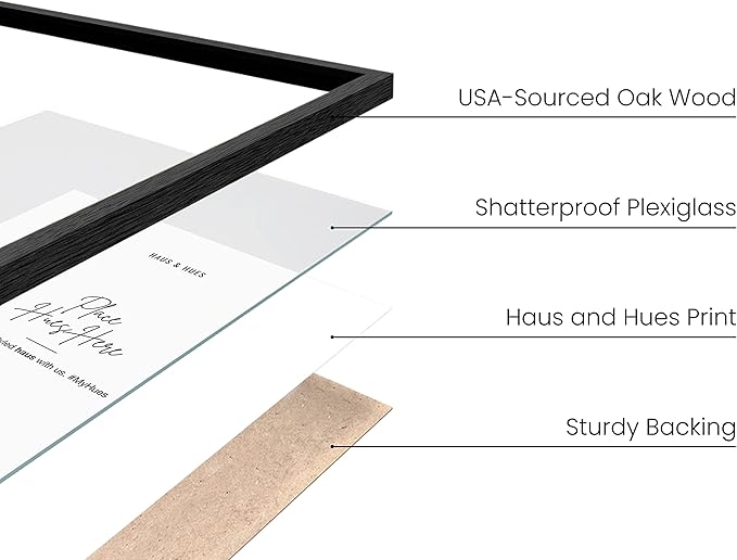 Haus and Hues 11x14 Black Oak Wood Picture Frames Set of 25 - Premium Bulk Picture Frames 11x14 Bundle - Elegant Gallery Wall Frame Set for Posters, Art Display - Ideal for Wall Decor in Home & Office
