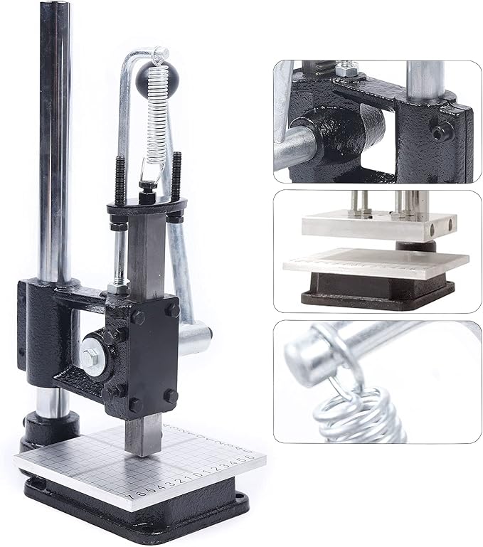 WATEBATH Leather Imprinting Machine Device Embossing Stamp Press Logo Embossing Leather Stamp Hole Punching DIY Logo Bronzing Tool Cutting Stitching Kit with Scale Board