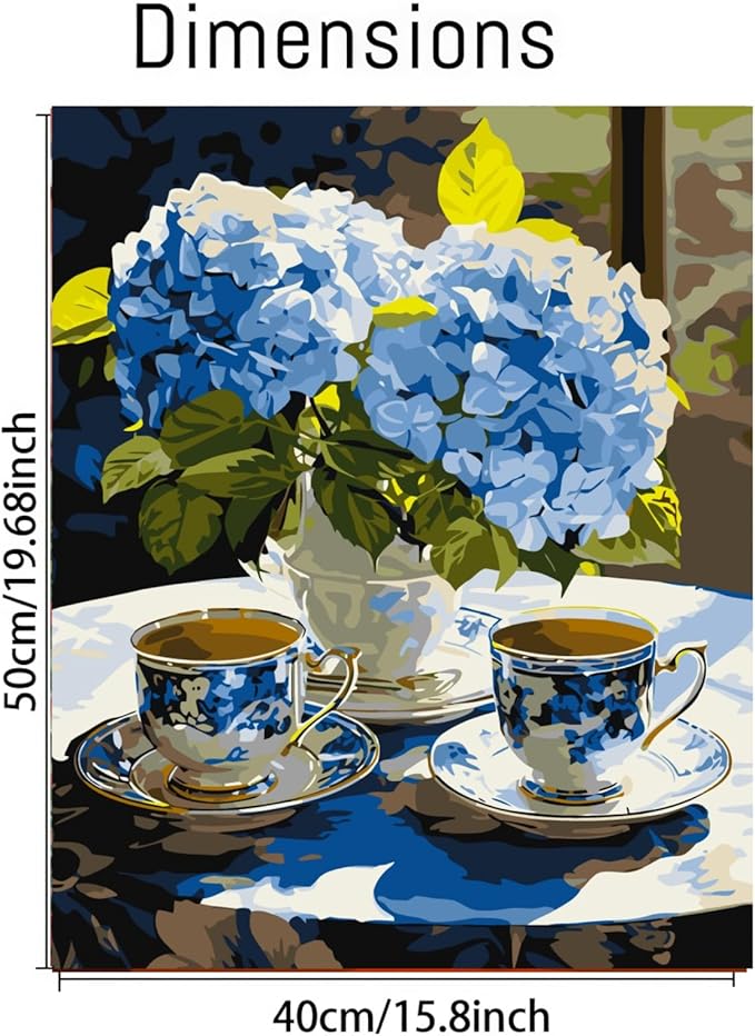 CSZPPQAF Paint by Numbers Kit for Adults Beginner, Flower Hydrangea Paint by Number Kits on Canvas, DIY Easy Acrylic Watercolor Oil Painting by Numbers for Home Wall Decor 16X20inch