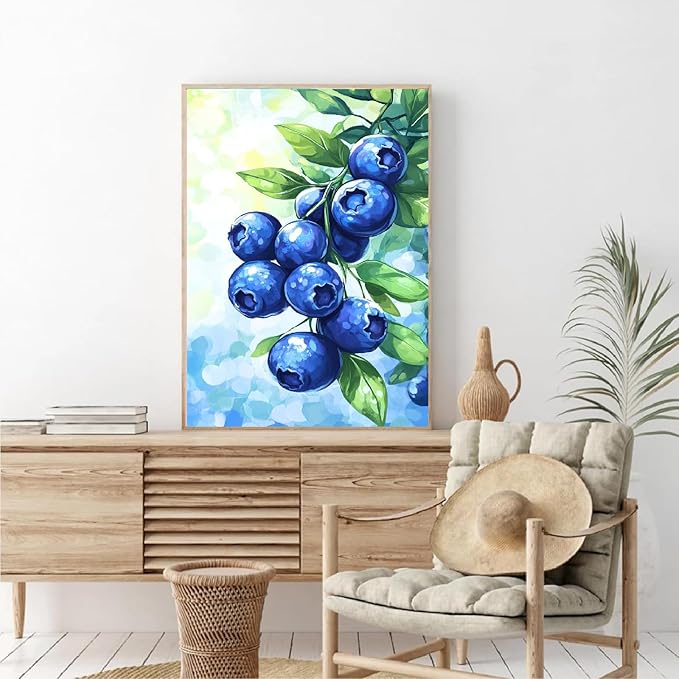 Clendo 6 Packs Paint by Numbers Kit for Adults Beginners, DIY Fruit Easy Adult's Paint by Numbers on Canvas, Acrylic Watercolor Number Artist Paint by Number Kit for Wall Decor(8x12 in)