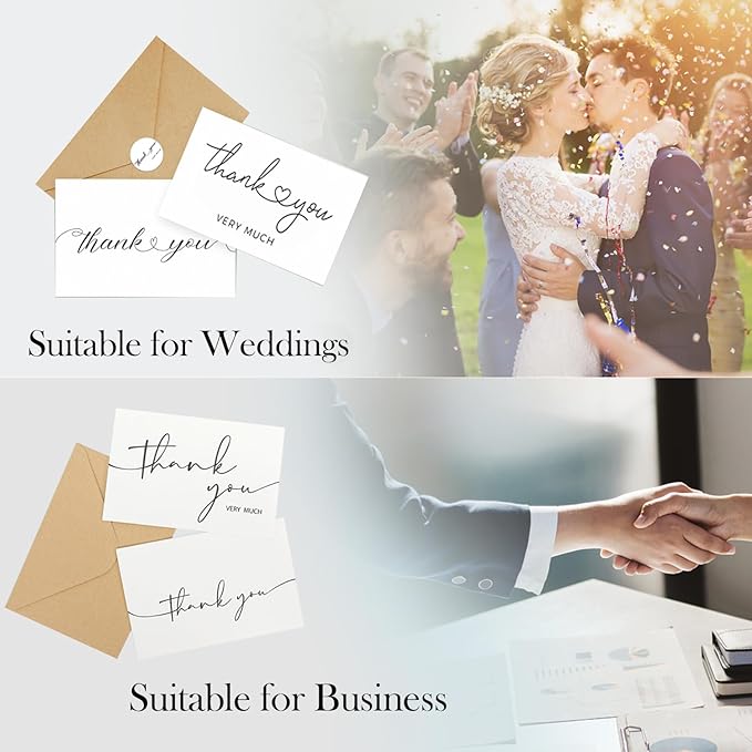 Thank You Cards with Envelopes, 100 Pack bulk White Thank You Cards 4 x 6 Inch, Thank You Notes and Envelopes for Wedding,Bridal Shower, Business, Baby Shower, Small Business, Graduation Opening