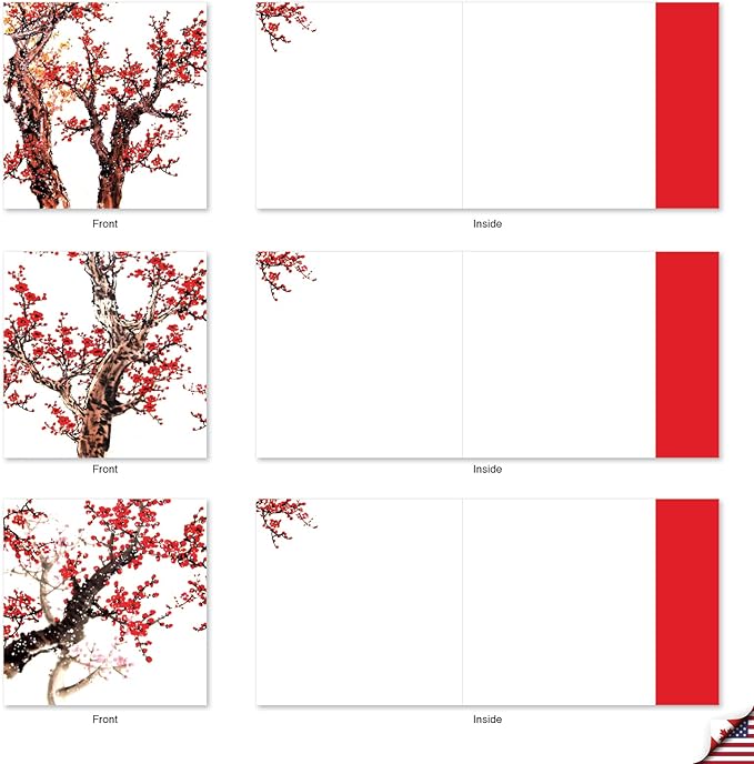 The Best Card Company - 10 Assorted Flower Cards Blank (4 x 5.12 Inch) - All Occasion Floral Greetings Boxed - Cheers and Cherries MQ5072OCB-B1x10