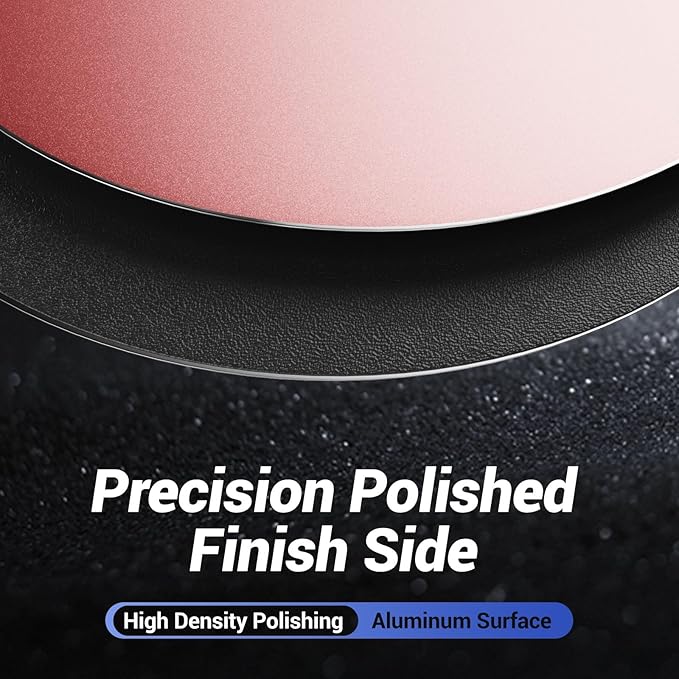 HONKID Metal Aluminum Mouse Pad, Thin Hard Mousepad, Double Sided Waterproof Fast and Accurate Control Mousepad for Laptop, Computer and PC, Office, 7.87 * 7.87 Round Pink