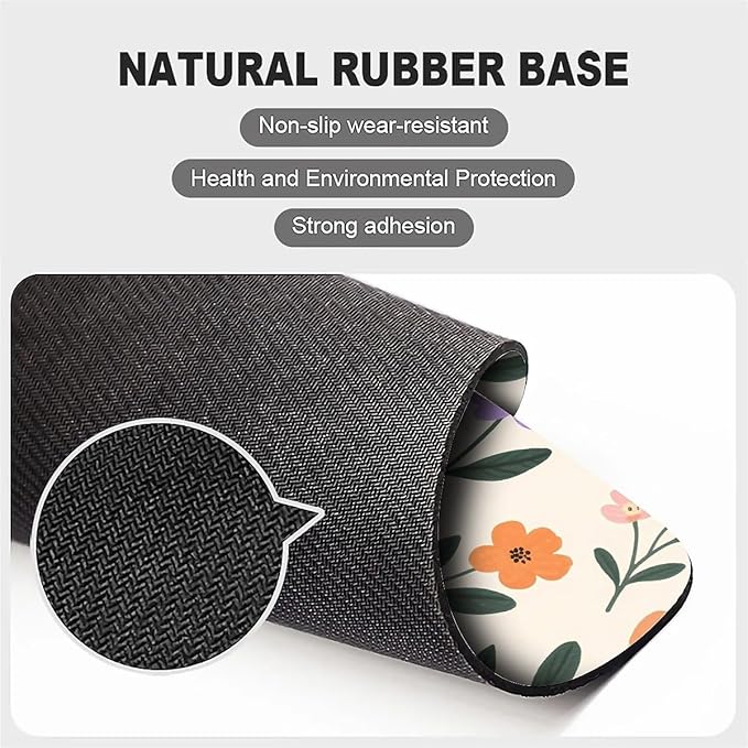 Square Mouse Pad Flowers, Personalized Premium-Textured Custom Mouse Mat Design, Washable Mousepad Cloth, Non-Slip Rubber Base Computer Mouse Pads for Wireless Mouse