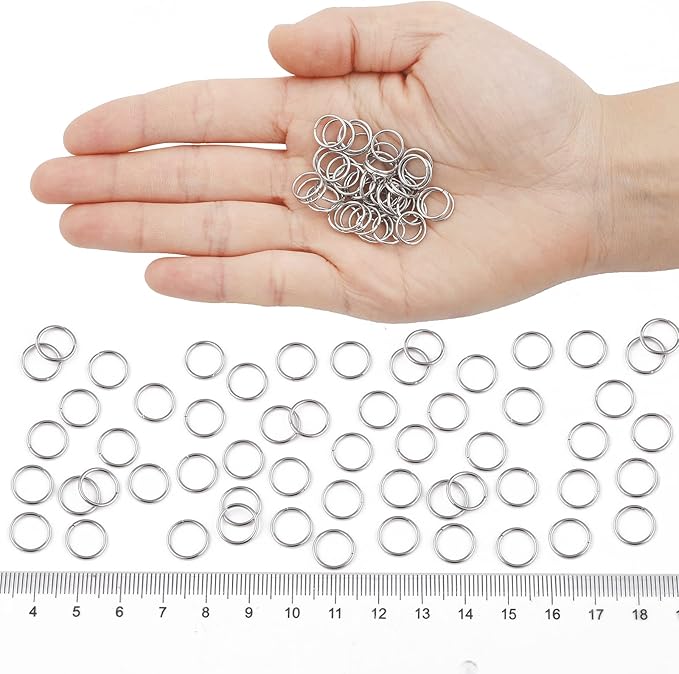 400pcs 304 Stainless Steel Jump Rings for Jewelry Making Silver Open Jump Rings 21Gauge 1x8mm Boxed Jewelry Making Findings O Ring for Earrings Necklace Connectors