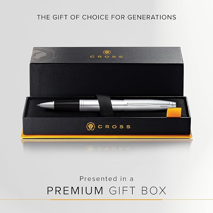 Cross Calais Refillable Rollerball Pen Presented in a Luxury Gift Box - Medium Point, Black Ink, Polished Chrome