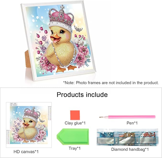 Tontut Duckling Diamond Art Painting Kits, 5D Special Shape Beginner Crystal Diamond Art Painting for Home Wall Decor Gifts 12×12 inch